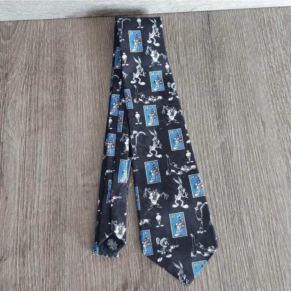 Vintage 1997 Looney Tunes- Bugs Bunny Stamps Tie Necktie
